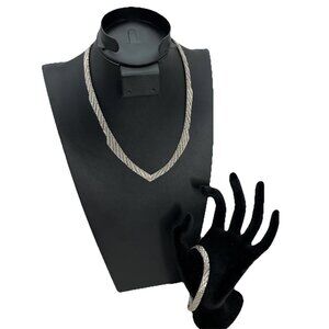 Vintage 925 Sterling Silver Riccio Link 18" Necklace & Bracelet Set Italy 34.7g